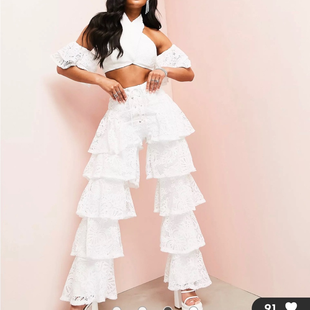 ASOS LUXE 2 piece white floral set